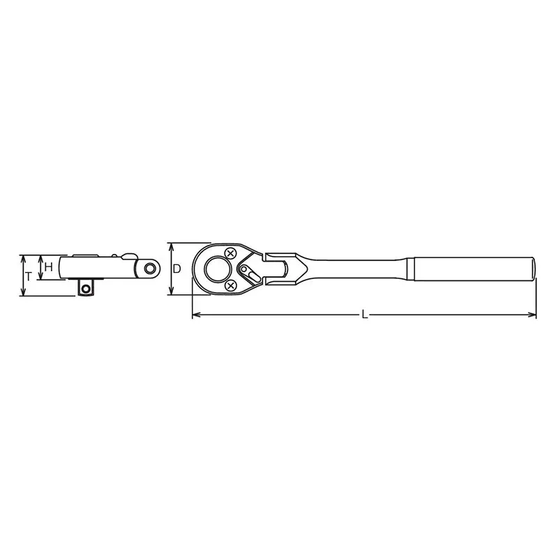 3/8 Sq. Dr. Ratchet Handle 24 teeth Flexible Head Length 265mm Push Button Metal Handle - Image 2