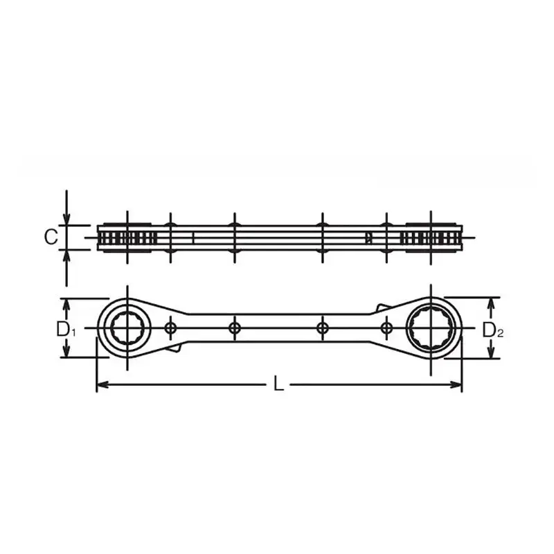 Ratcheting Ring Wrench 10-12x13-14mm 12 point Length 146mm Reversible 4 sizes - Image 2