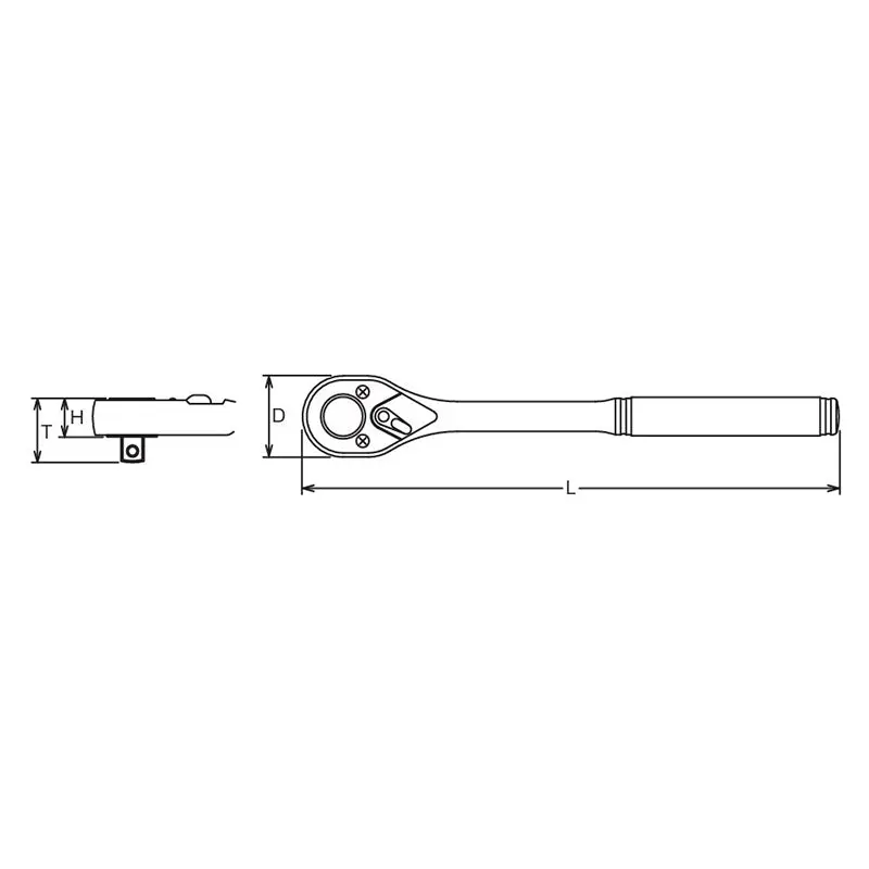 1/2 Sq. Dr. Ratchet Handle  30 teeth  Length 250mm  Polished Handle - Image 2