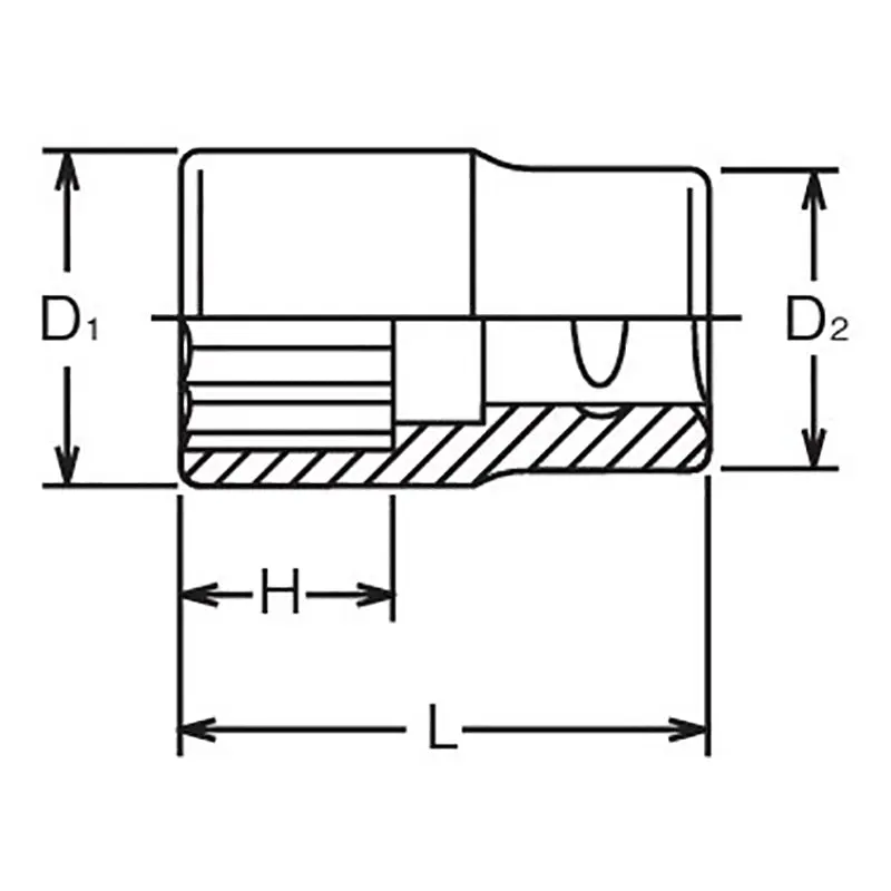 1/2 Sq. Dr. Chrome SAE 12 Point Socket 19/32" - Image 2