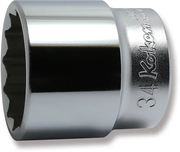 1/2 Sq. Dr. Chrome Metric 12 Point Socket 34mm