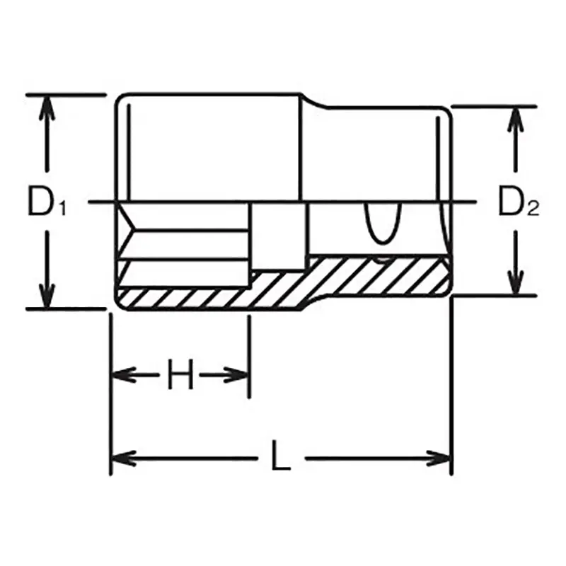 3/8 Sq. Dr. Double Square Metric Socket 13mm - Image 2