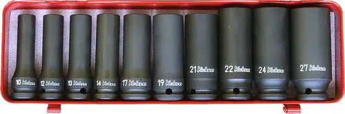 1/2 Sq. Dr. 10 Piece Impact Deep 6-Point Socket Set 10-27mm