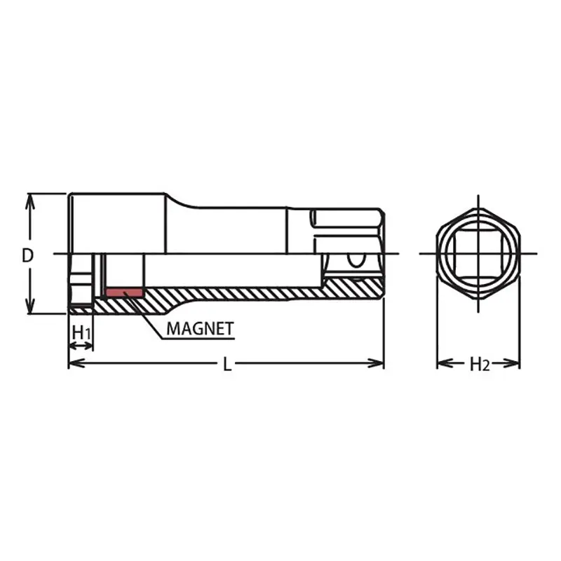 3/8 Sq. Dr. Magnetic 6 point Spark Plug Socket 19mm - Image 2