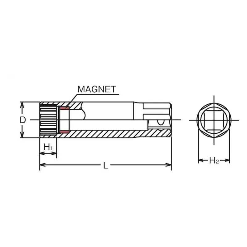 3/8 Sq. Dr. 12 point Magnetic Spark Plug Socket 14mm - Image 2