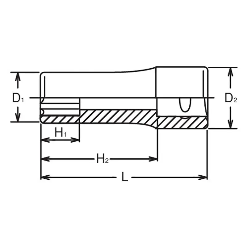1/2 Sq. Dr. Socket 12mm Surface Length 77mm - Image 2