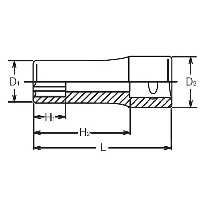 1/4 Sq. Dr. Socket 3mm Surface Length 50mm - Image 2