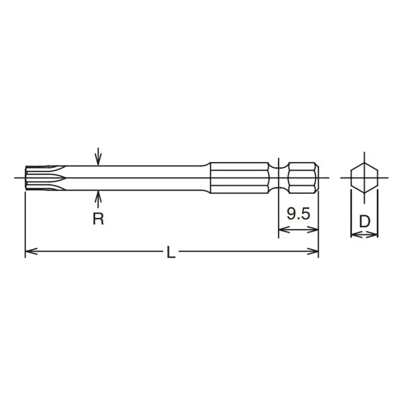 1/4 Hex Dr. Tamper-Resistant TORX® T40H Bit - Length 70mm - Image 2