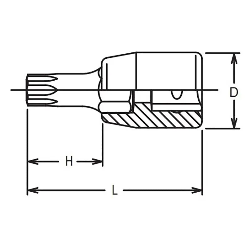 1/4 Sq. Dr. Tamper-Resistant TORX® T25H Bit Socket - Length 28mm - Image 2