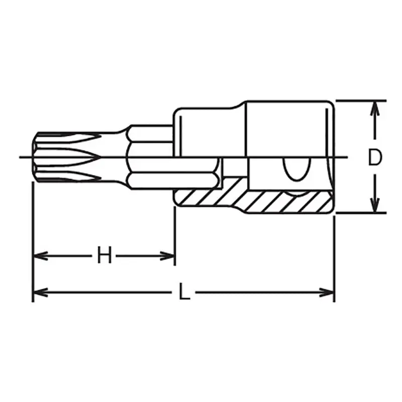 3/8 Sq. Dr. Tamper-Resistant TORX® T40H Bit Socket - Length 50mm - Image 2