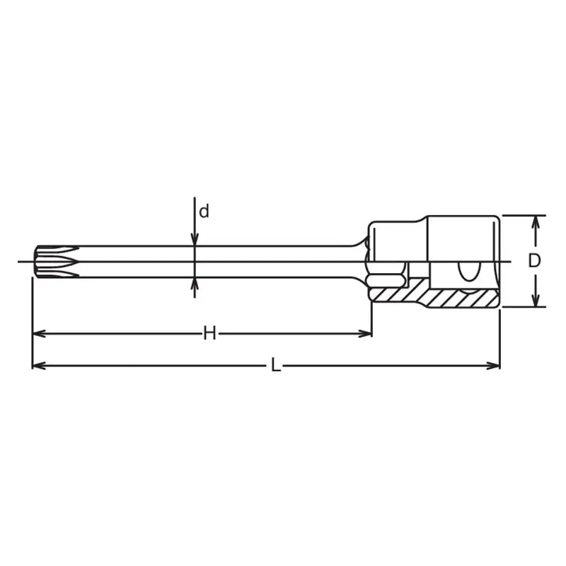3/8 Sq. Dr. Round Shank TORX® T45 Bit Socket - Length 100mm - Image 2