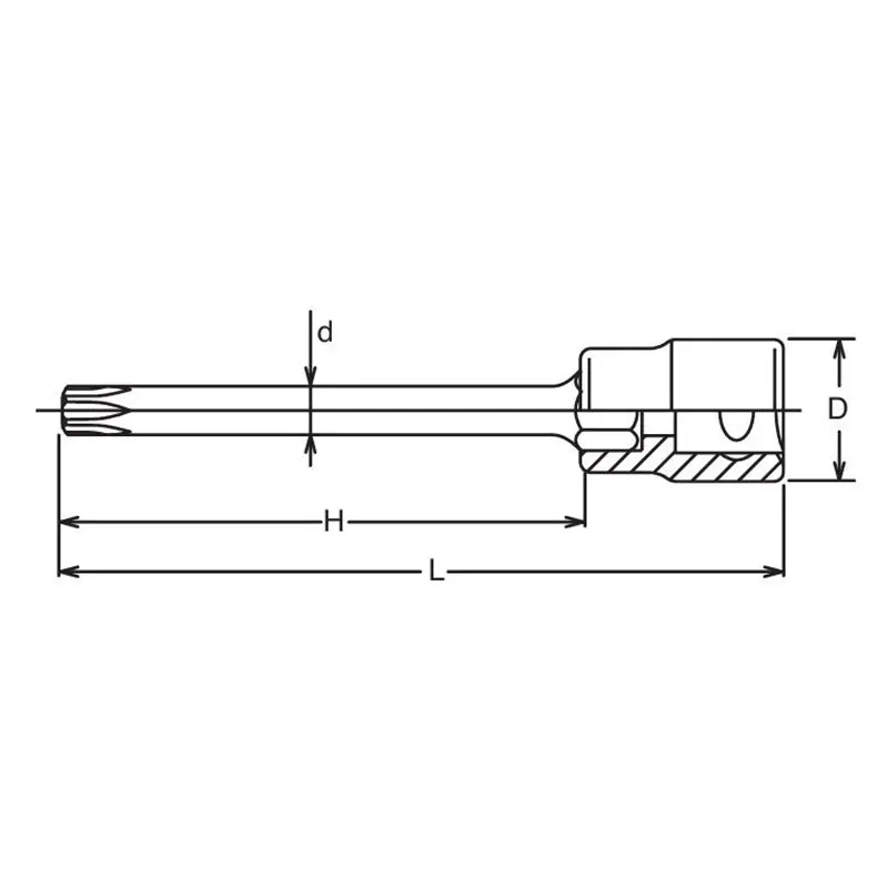 3/8 Sq. Dr. Round Shank TORX® T55 Bit Socket - Length 100mm - Image 2