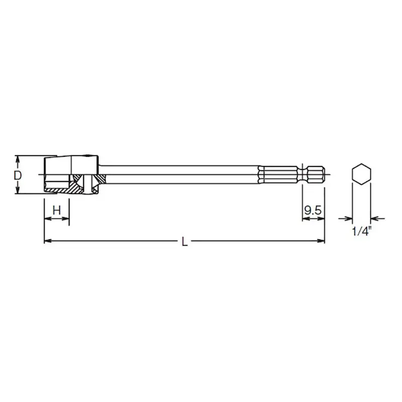 1/4 Hex Dr. Universal Nut Setter 10mm 6 point Length 100mm - Image 2