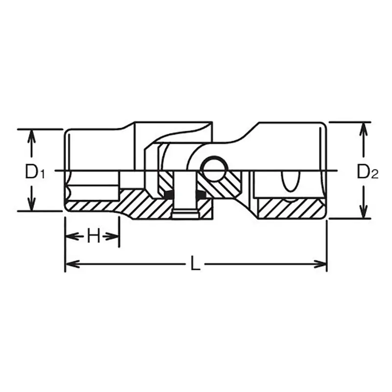 1/2 Sq. Dr. Universal Socket  11mm 6 point Length 65mm - Image 2