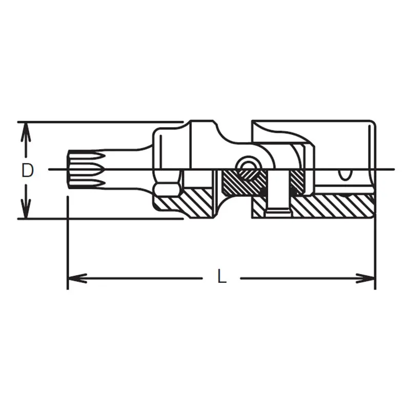 1/4 Sq. Dr. Universal TORX® T9 Bit Socket -  Length 42mm - Image 2