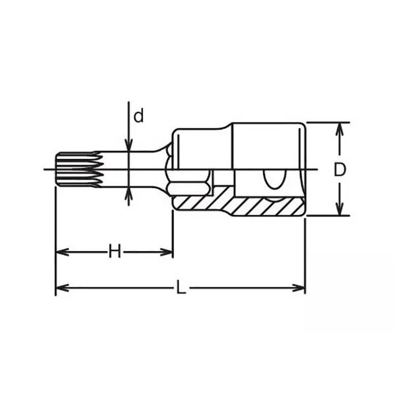 1/2 Sq. Dr. Bit Socket XZN M10 Triple Square Length 140mm - Image 2