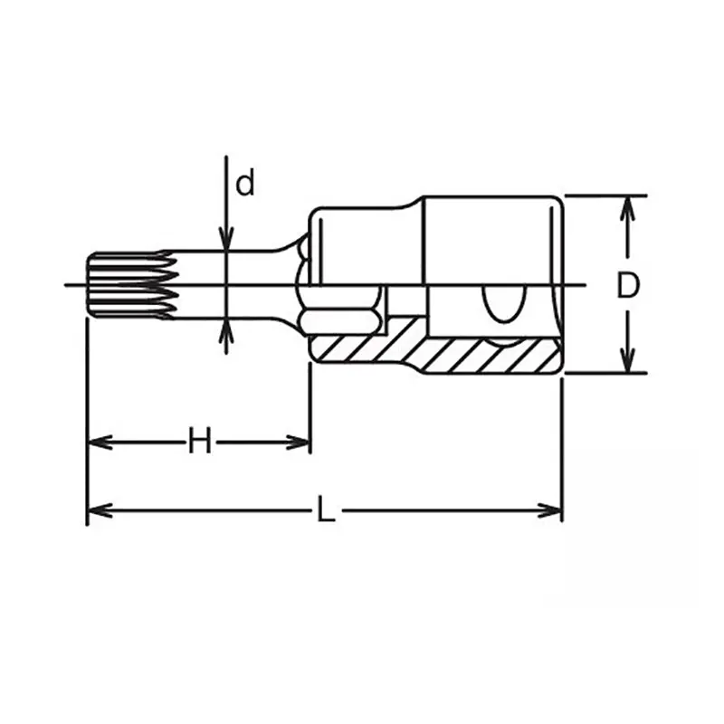 1/2 Sq. Dr. Bit Socket XZN M10 Triple Square Length 60mm - Image 2
