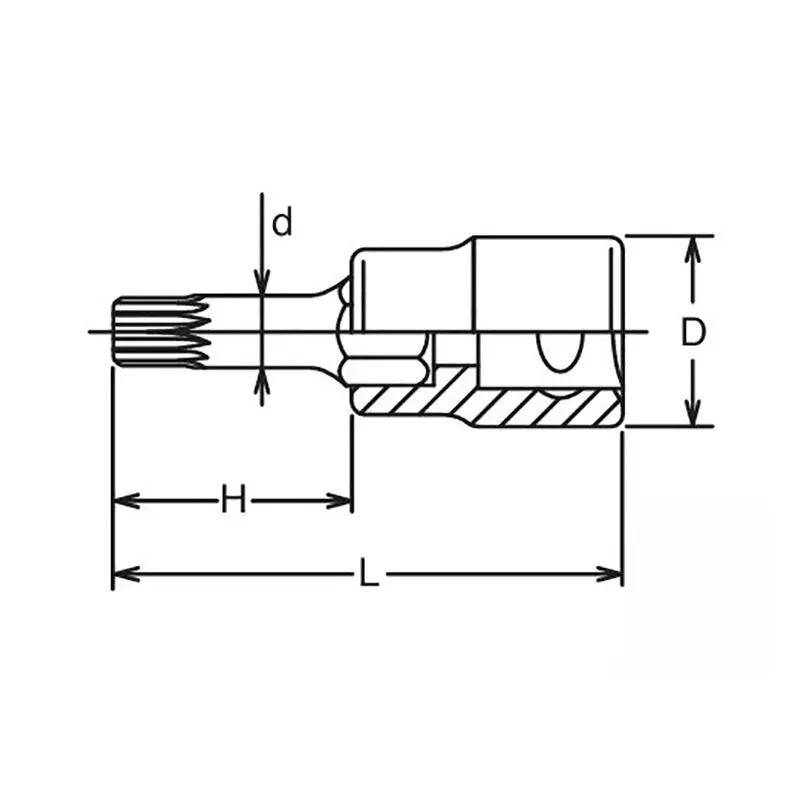 1/2 Sq. Dr. Bit Socket XZN M12 Triple Square Length 140mm - Image 2