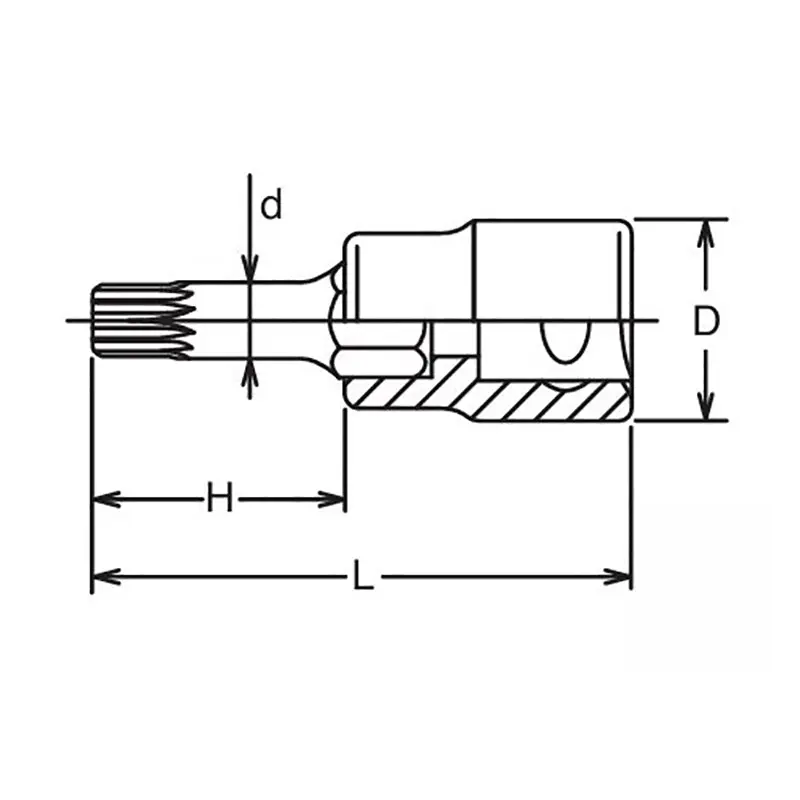 1/2 Sq. Dr. Bit Socket XZN M18 Triple Square Length 100mm - Image 2