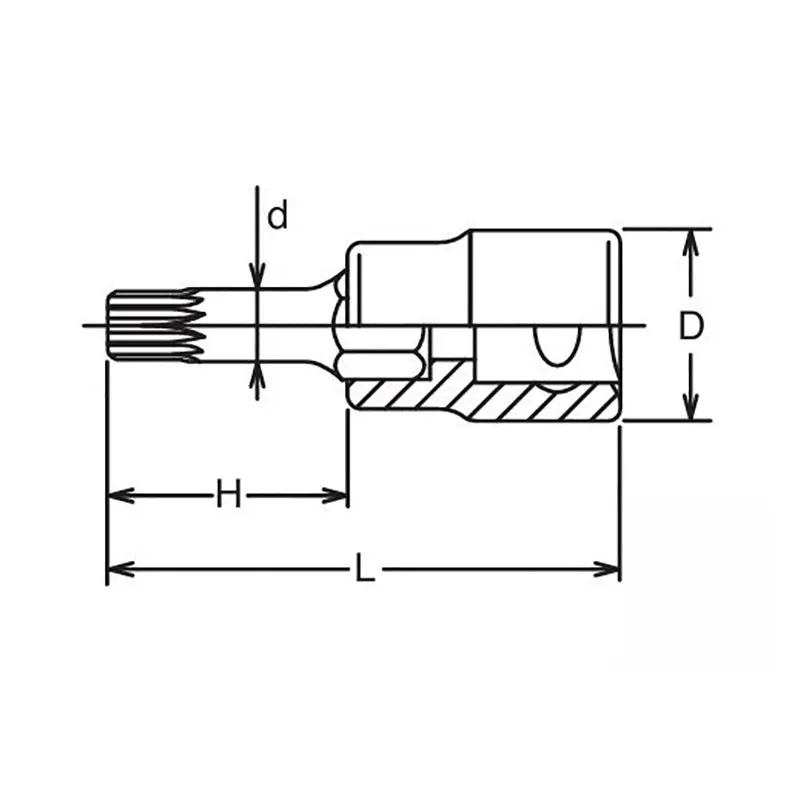 1/2 Sq. Dr. Bit Socket XZN M5 Triple Square Length 140mm - Image 2