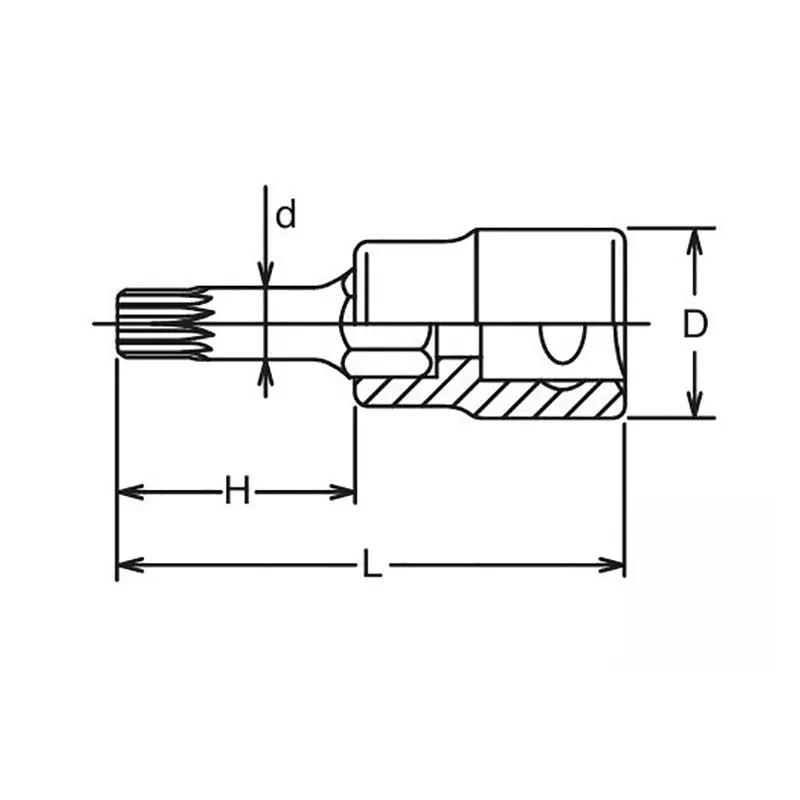 1/2 Sq. Dr. Bit Socket XZN M5 Triple Square Length 60mm - Image 2