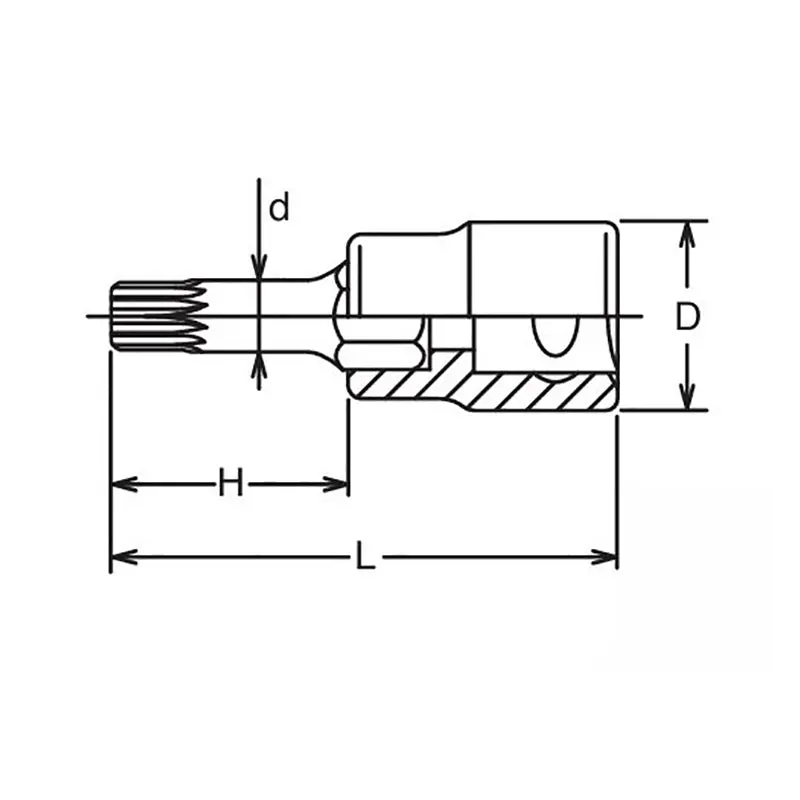 1/2 Sq. Dr. Bit Socket XZN M6 Triple Square Length 100mm - Image 2