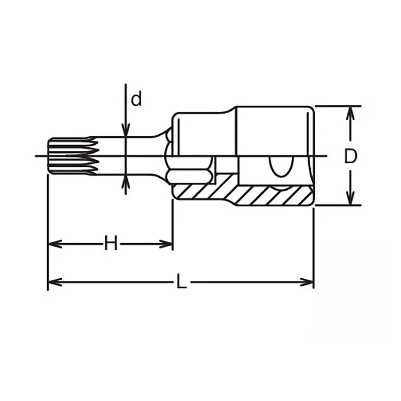 1/2 Sq. Dr. Bit Socket XZN M8 Triple Square Length 120mm - Image 2