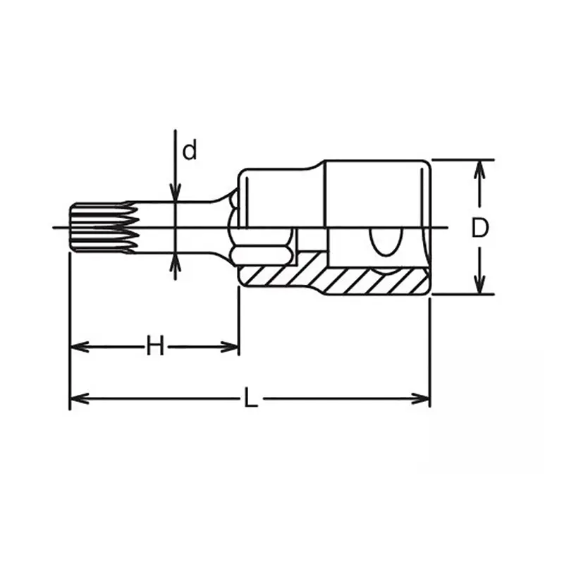 1/2 Sq. Dr. Bit Socket XZN M8 Triple Square Length 60mm - Image 2