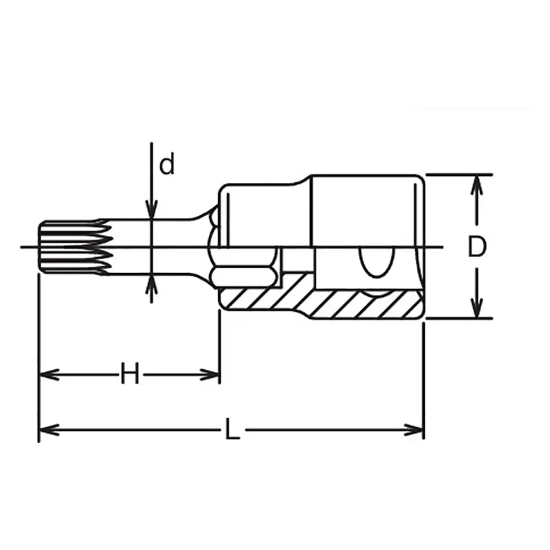 3/8 Sq. Dr. Bit Socket XZN M6 Triple Square Length 100mm - Image 2