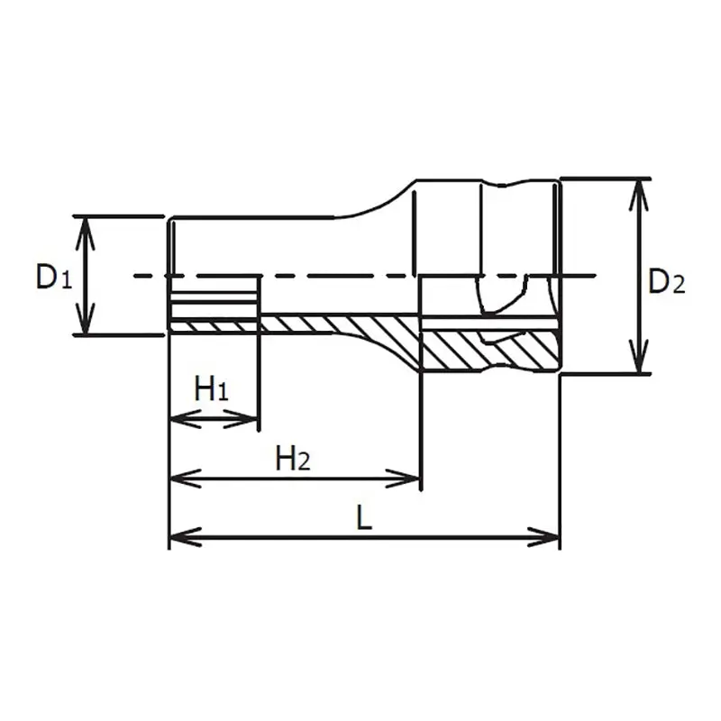 1/4 Sq. Dr. Socket 12mm 6 point Length 30mm Z-series - Image 2