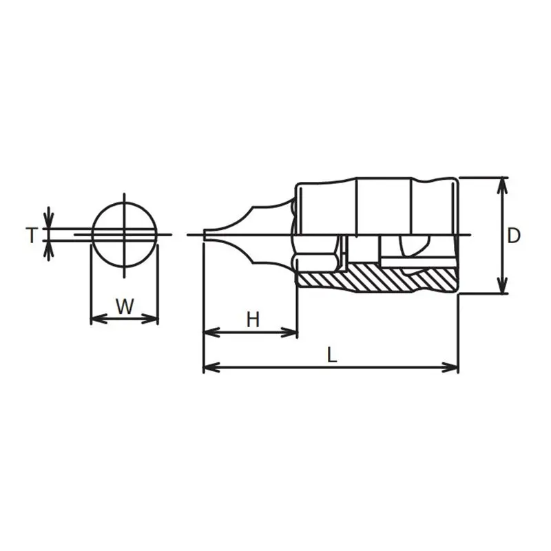 1/4 Sq. Dr. Bit Socket Slotted 1.0X5.5 Length 25mm Z-series - Image 2